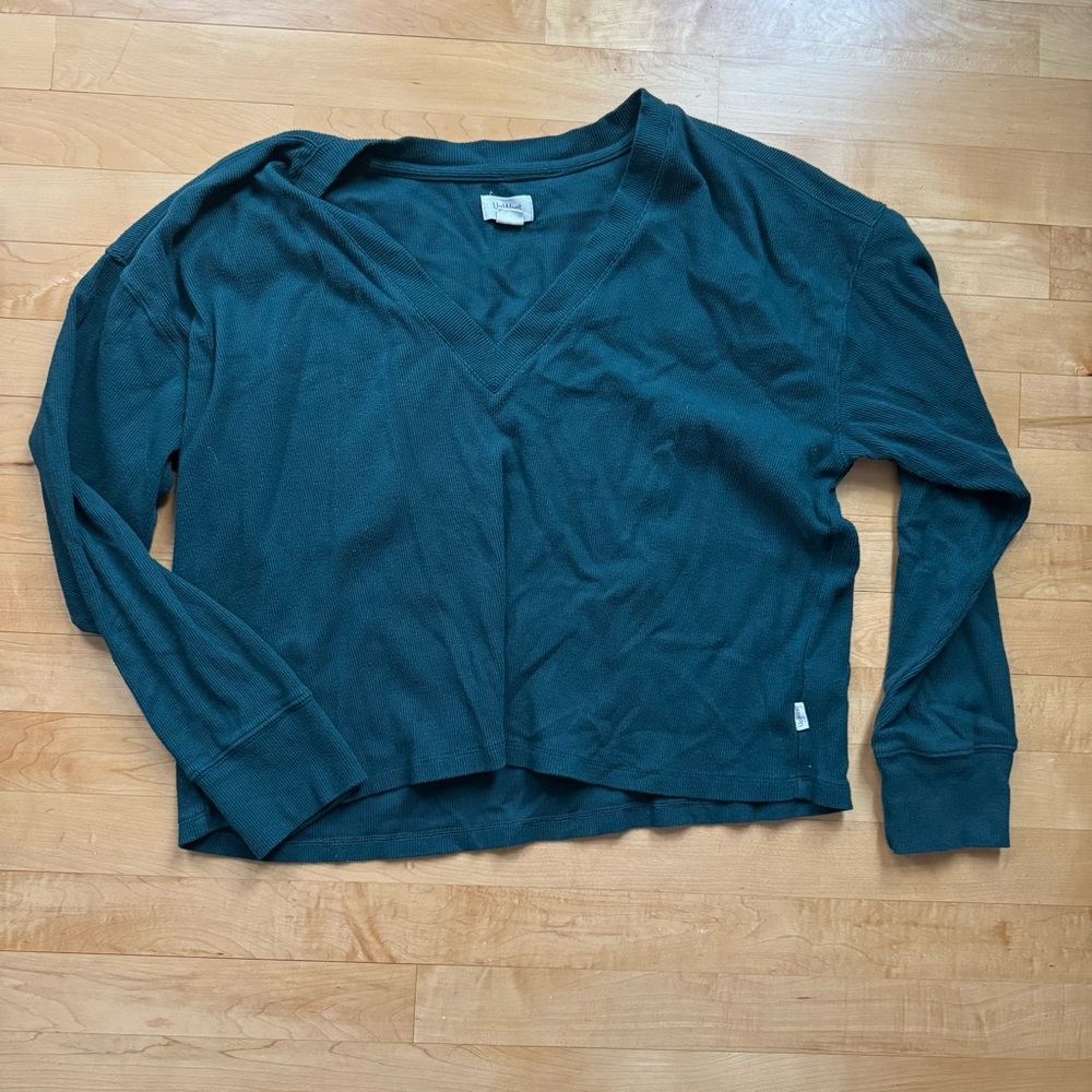Deep Green V-Neck Women's Top